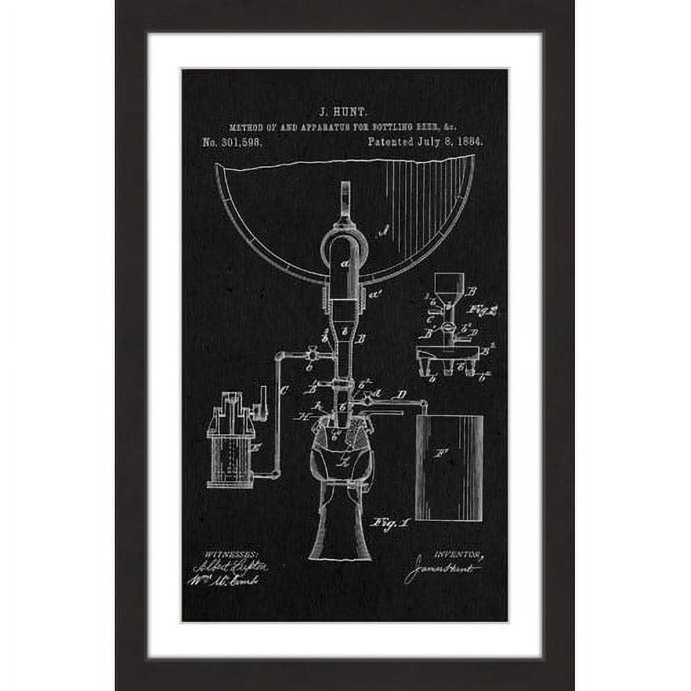 "Bottling Beer 1884 Black Paper" Framed Painting Art Print, 24" x 1.5"