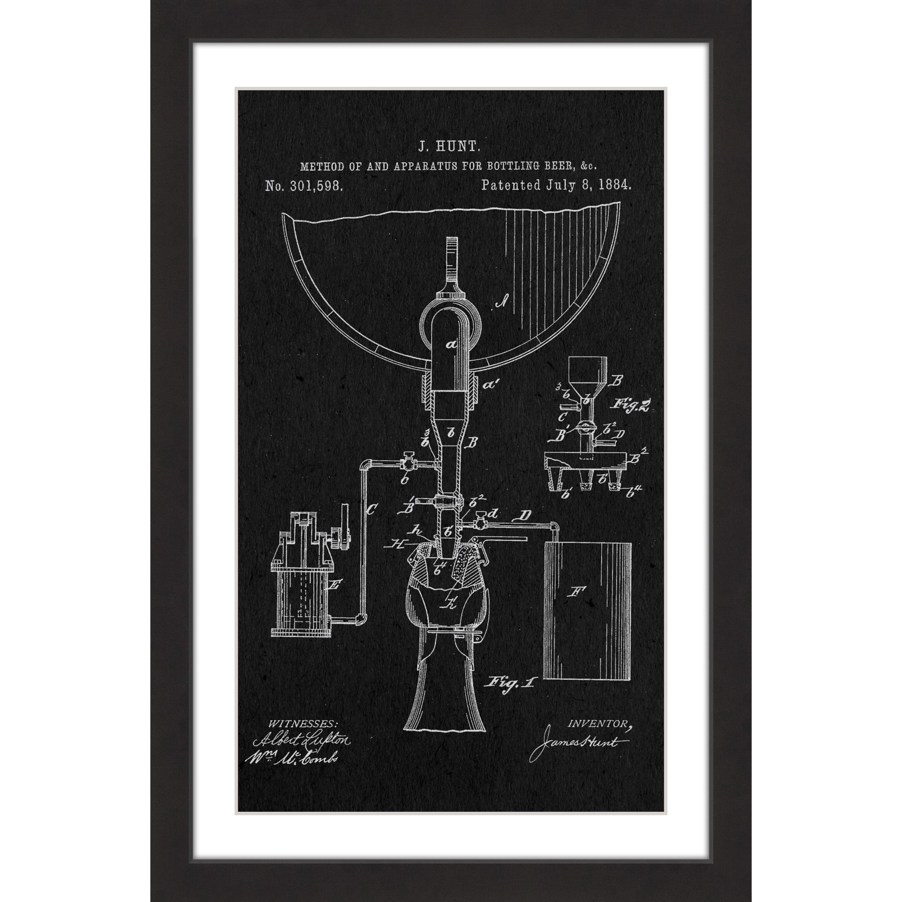 "Bottling Beer 1884 Black Paper" Framed Painting Print