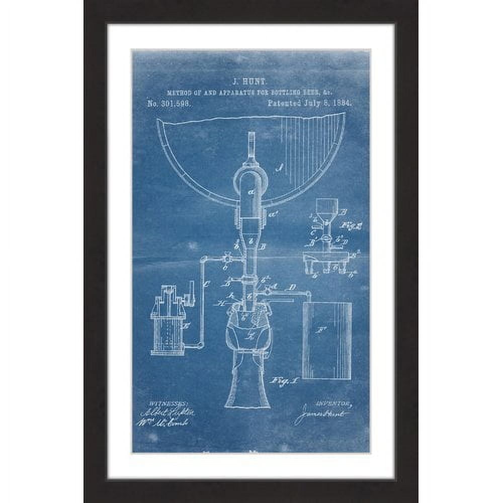 "Bottling Beer 1884 Blueprint" Framed Painting Art Print, 16" x 1.5"