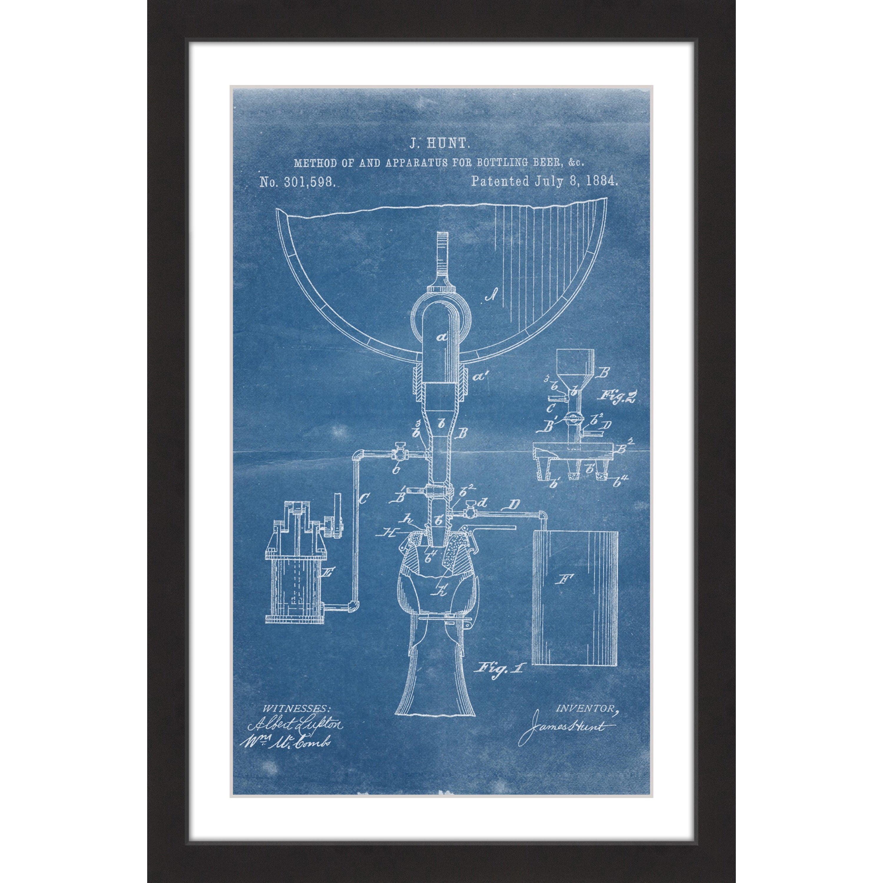 "Bottling Beer 1884 Blueprint" Framed Painting Print