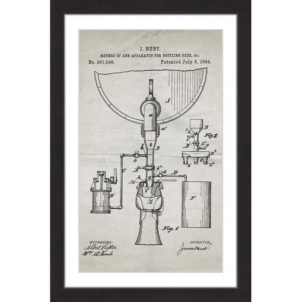 "Bottling Beer 1884 Old Paper" Framed Painting Art Print, 20" x 1.5"