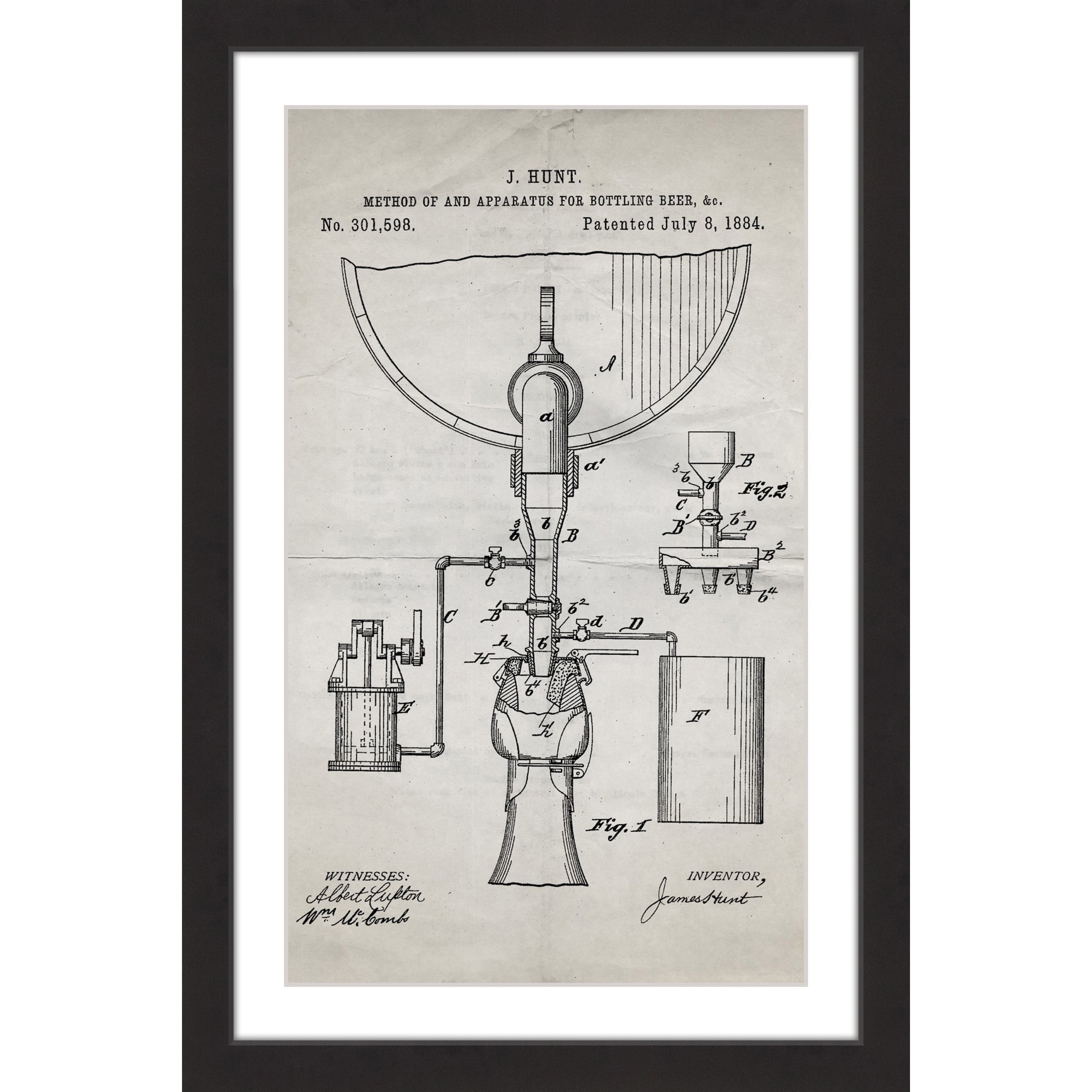 "Bottling Beer 1884 Old Paper" Framed Painting Art Print, 30" x 1.5"