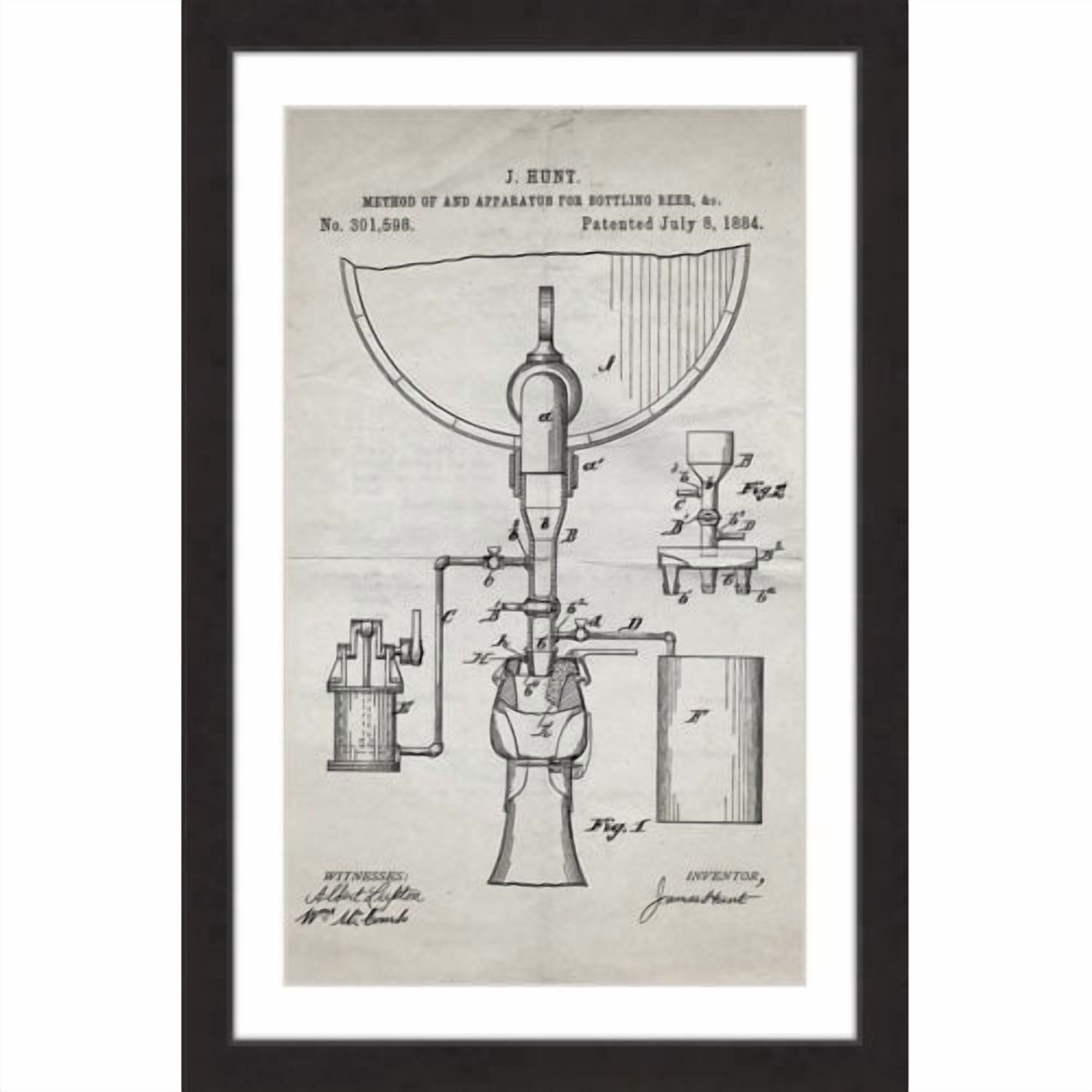 "Bottling Beer 1884 Old Paper" Framed Painting Print