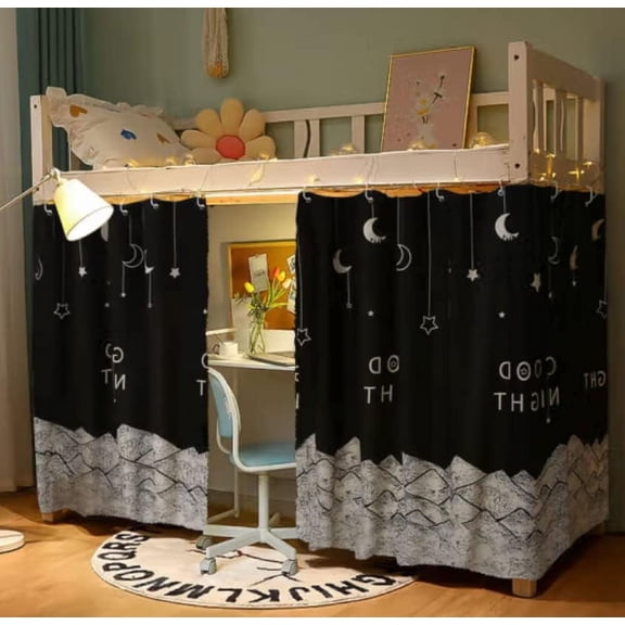 Bottom Bunk Bed Curtains Privacy Curtains Breathable Dustproof Single Bed Blackout Curtains Privacy Cloth Panels Underbed Loft Bed Canopy Tent Curtain Shading Drapes for Dorm