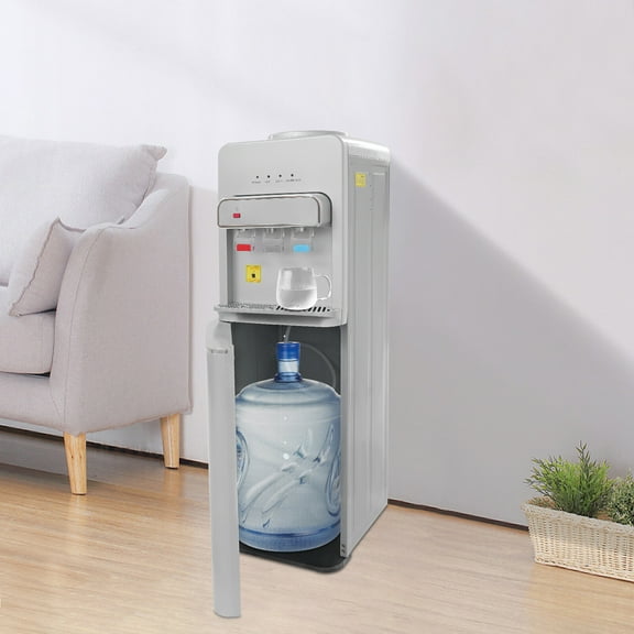 Bottom-Feed Water Cooler & Heater, 110V for 5-Gallon Bottles, 3-Spout Design with Anti-Scald Button, Floor Standing Unit