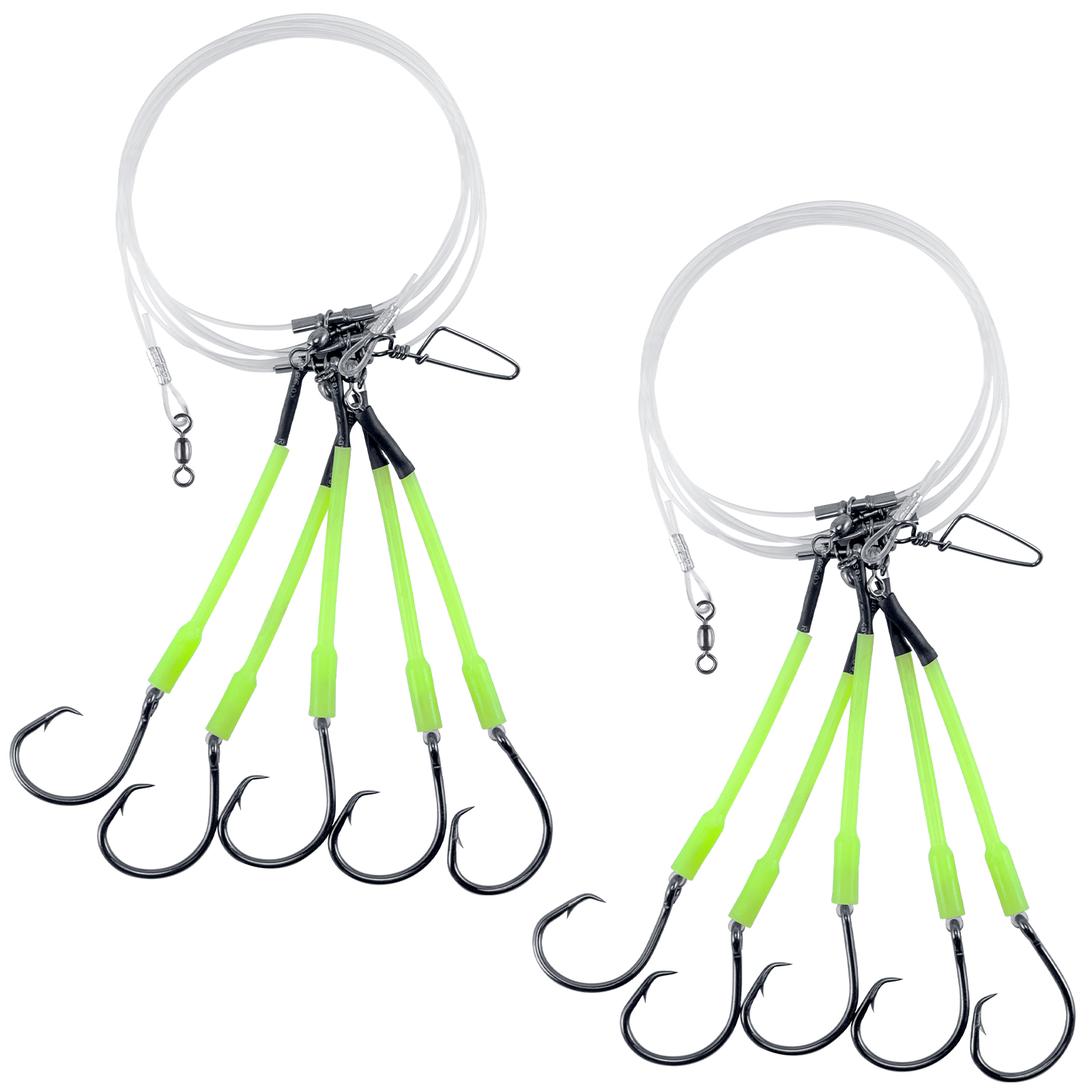 Bottom Fishing Rig Snapper Rig with Glow Sleeves 5 Circle Hooks Leader