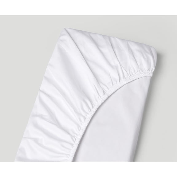 Bottom Fitted Sheet, 700-Thread-Count Egyptian Cotton Percale Weave Single Fitted Sheet Only, EXTRA Deep Pockets RV Short King (72" X 75") Fitted Sheet, Fits upto 20-Inches Mattress - Percale White
