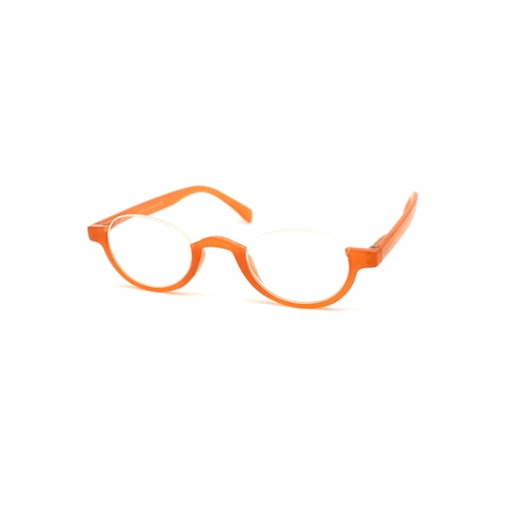Bottom Half Plastic Rim Round Oval Powered Reading Glasses Peach +3.25
