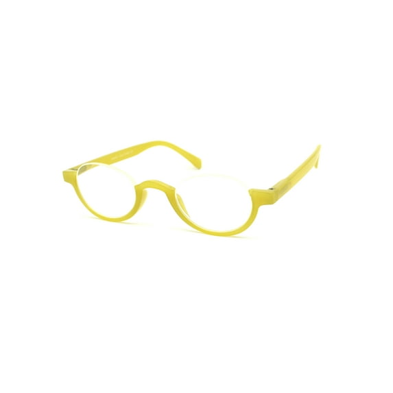 Bottom Half Plastic Rim Round Oval Powered Reading Glasses Yellow +2.25
