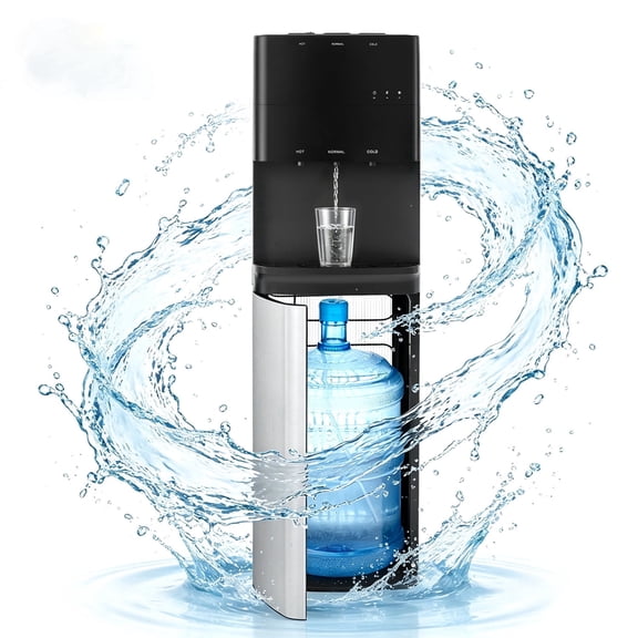 Bottom Load Water Dispenser with Hot Cold Room Temp, Fits 3 or 5 Gallon Bottles, Safety Lock & LED Display for Home Office Gym