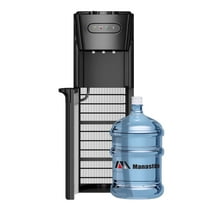 Manastin Bottom-Loading Water Dispenser, 3 Temperatures (Hot, Room and Cold), Child Safety Lock, LED Display with Empty Bottle Alert, Black