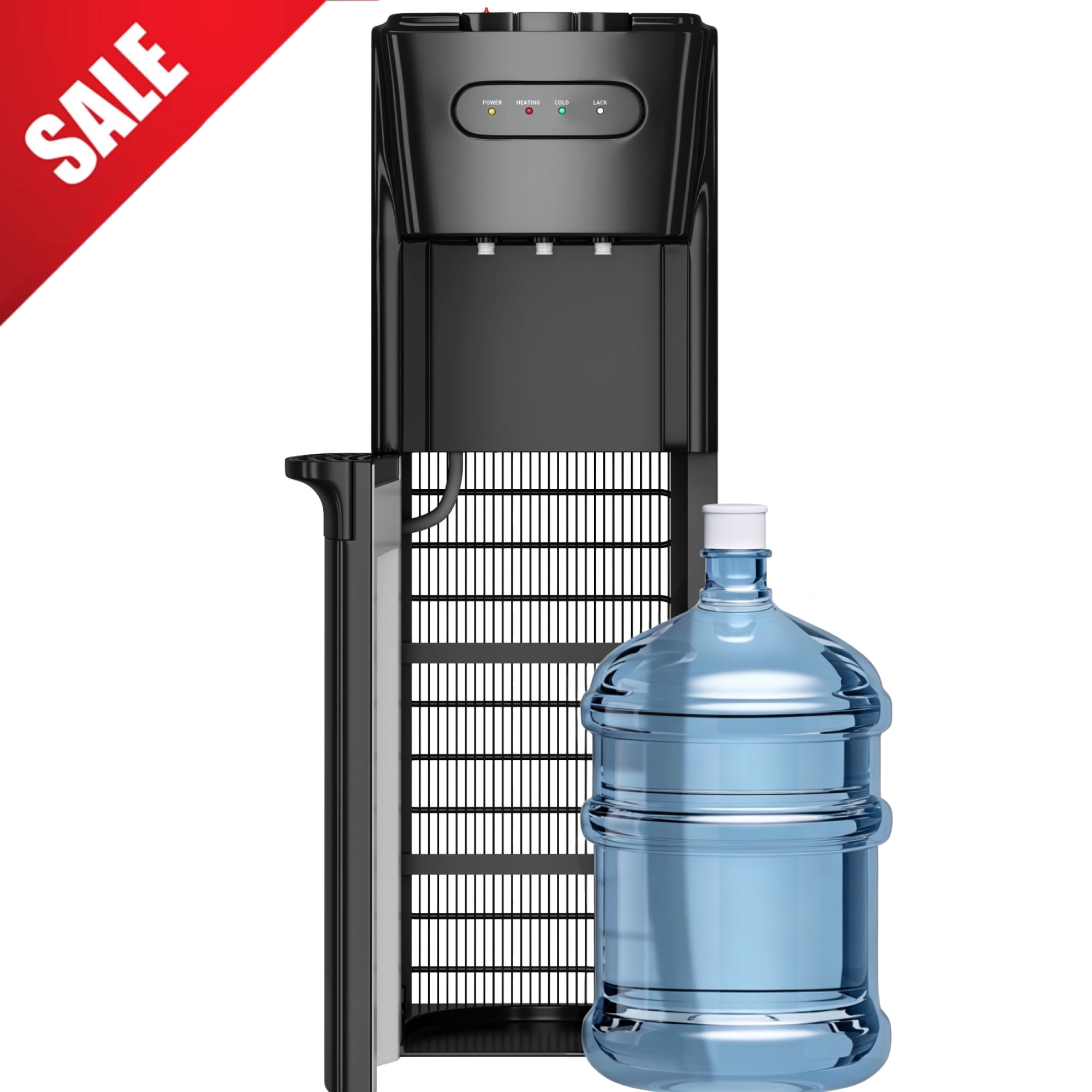 Patiosunny Bottom-Loading Water Dispenser, 3 Temperatures (Hot, Room and Cold), Child Safety Lock, LED Display with Water Shortage Alert, Black