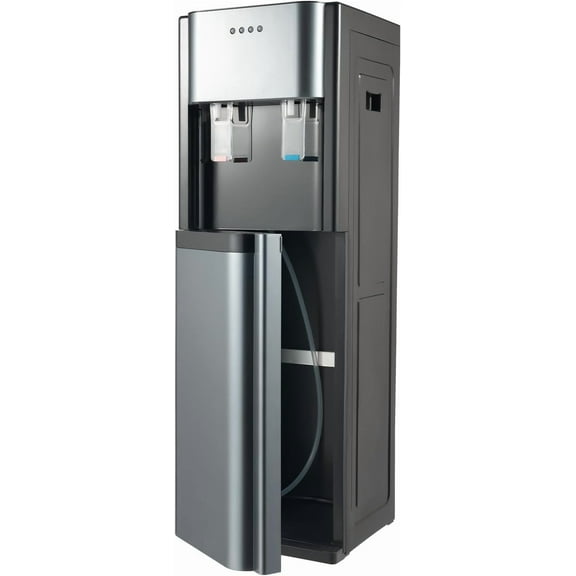 Bottom Loading Water Cooler Dispenser for 5 Gallon Bottles and Below - 2 Temperatures with Hot & Cold Spouts, Over-Temperature Protection, and Anti-Dry Burn Protection - Dark Gray
