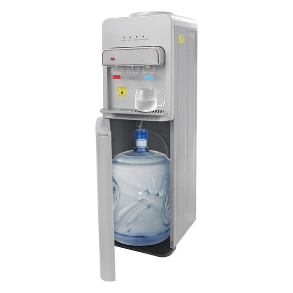 Bottom Loading Water Cooler Dispenser,Bottom Loading Hot Cold Water Cooler,18.93L/5Gal, Hot and Cold Water,Water Dispenser with Indicator Light, Silver
