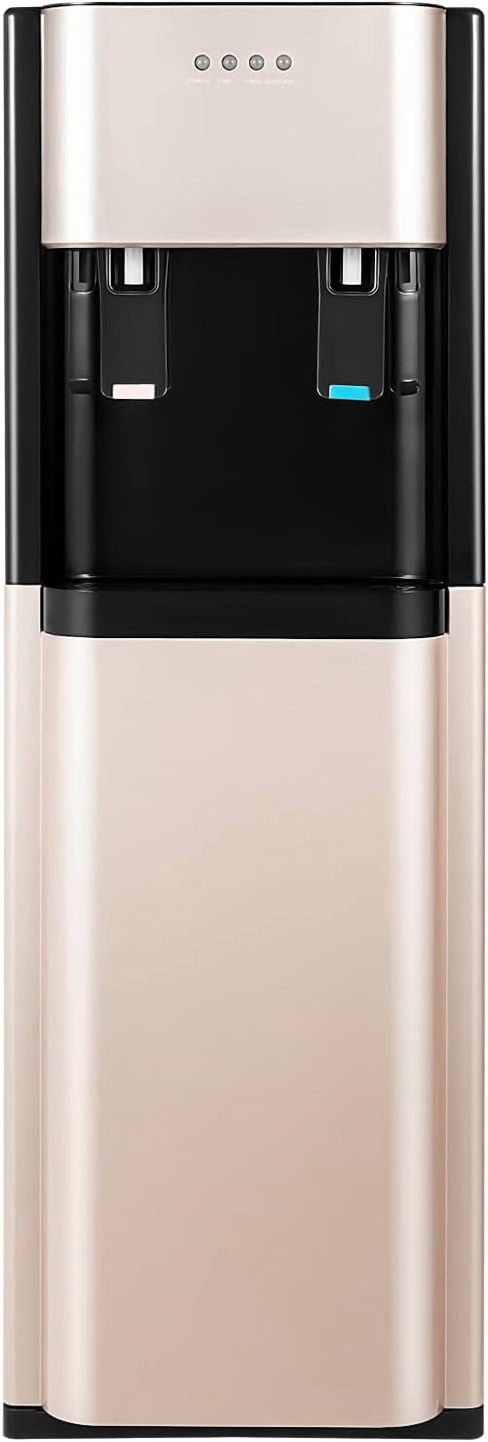 Bottom Loading Water Cooler Water Dispenser, Hot & Cold Water Dispenser for 5 Gallon Bottle with Detachable Water Collection Box and Heat-Sink Holes for Offices Nurseries Both Home Etc (Gold)