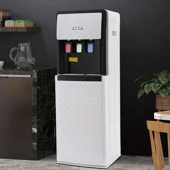 Bottom Loading Water Dispenser  Hot Cold Room Temperature Water Cooler for 3-5 Gallon Bottles, 500W Fast Heating & Compressor Cooling, Free Standing Floor Standing, Indicator Lights