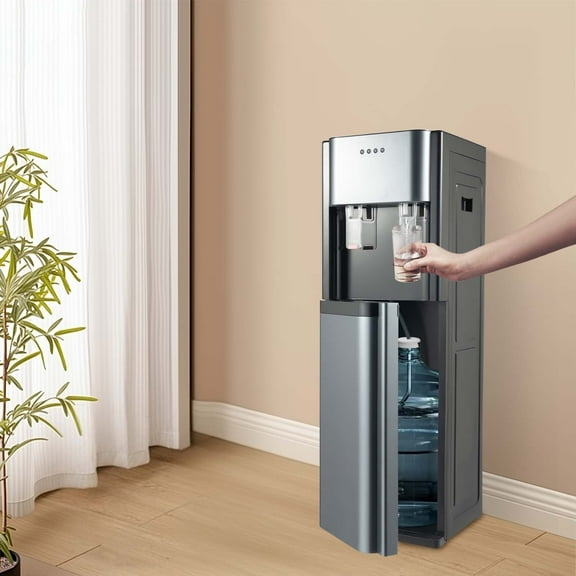 Bottom Loading Water Dispenser Hot & Cold Water Cooler with Stainless Steel Tank, Safety Protection, Detachable Drip Tray, No Assembly Required (110V, 620W)