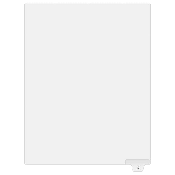 Bottom Number Tabs (No Exhibit) - Bottom Number 10 (Pack of 25)