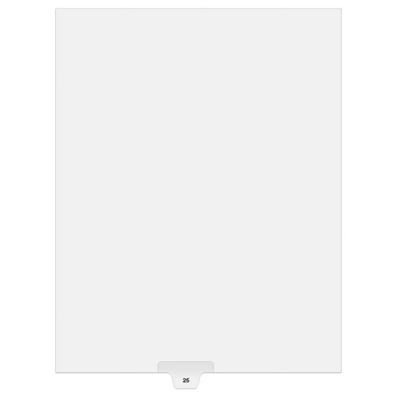 Bottom Number Tabs (No Exhibit) - Bottom Number 25 (Pack of 25)