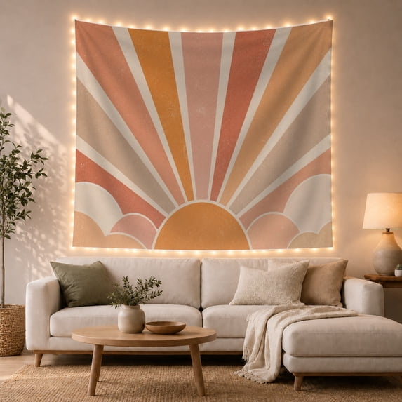 Bottom Semicircular Core with Sits Bottom Flanked Semi, Serene Boho for Boho Decor Lovers, Desert Sunset Wall Art, Graduation Gift, Tapestry Wall Hanging for Bedroom and Dorm
