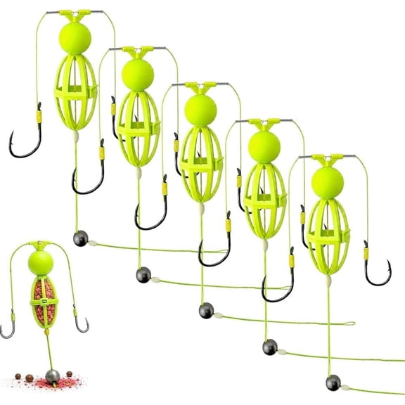 Bottom Up Feeder Basket Fishing System Anti-Twist Bait Rig | Stainless Steel Guide Tubes Float for Lakes Rivers