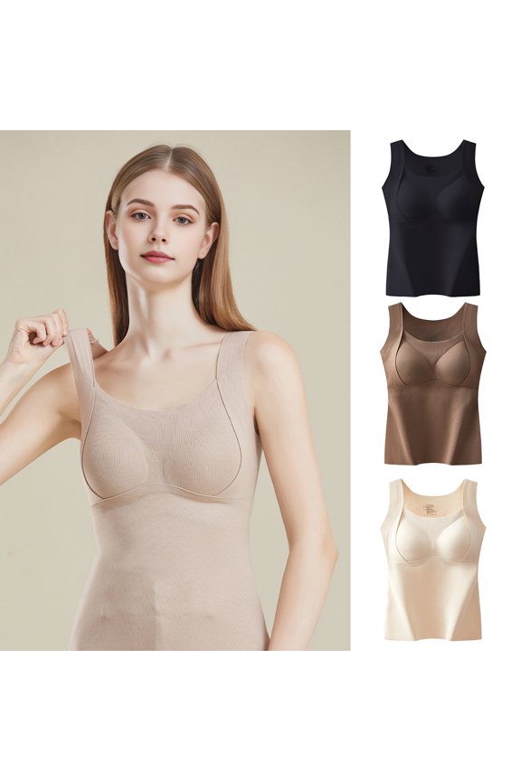 Bottoming Vest 3D Cup Shape Warm Comfortable Self-Heating Thermal Top Padded Seamless Autumn Winter Base Vest