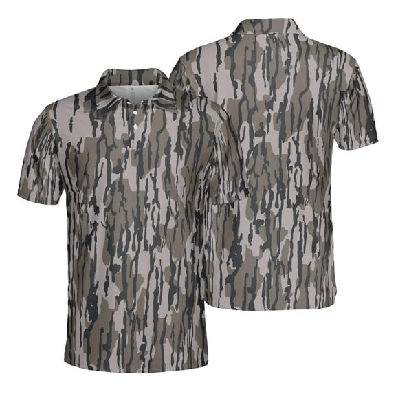 Bottomland Camouflage Polo Shirt for Men Short Sleeve Outdoors Fishing