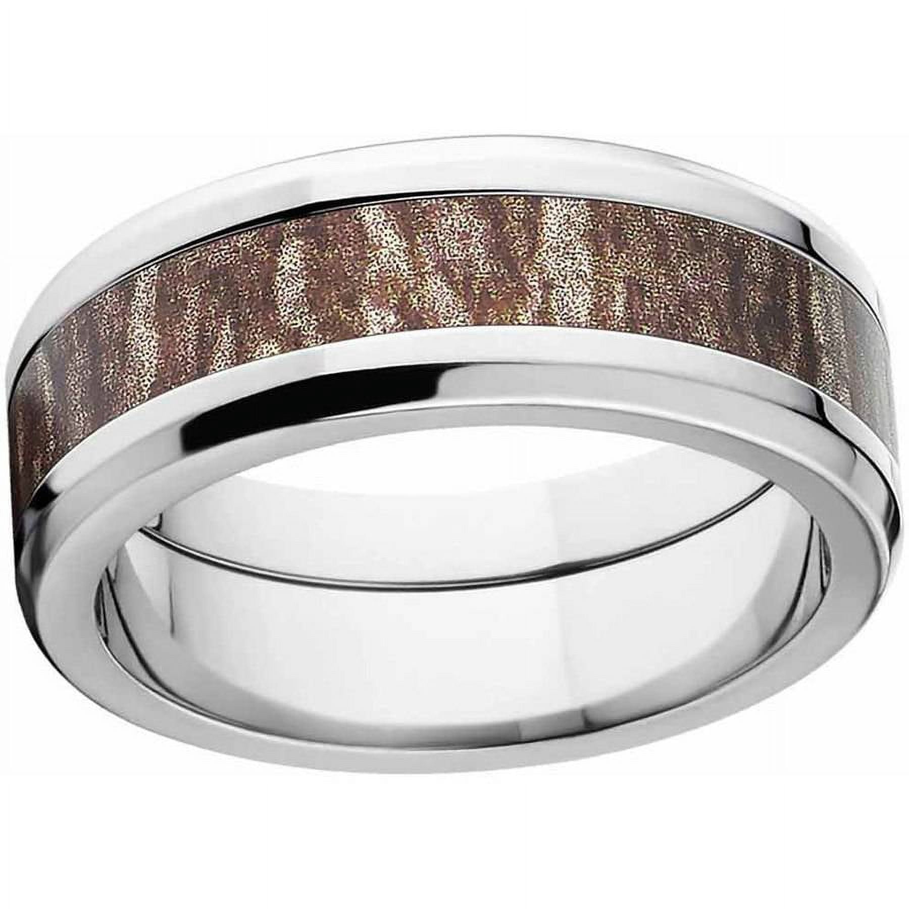 Bottomland Men's Camo Stainless Steel Ring with Polished Edges and Deluxe Comfort Fit