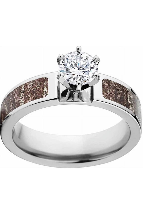 Bottomland Women's Camo Engagement Ring Cobalt and 14kt White Gold with Polished Edges and Deluxe Comfort Fit