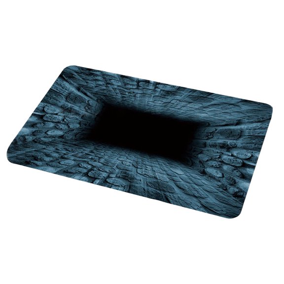 Bottomless Hole 3D Trap Optical Illusion Rugs 2x3Ft Gray Marble Bricks Small Area Rug Non-Slip Floor Door Mat
