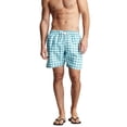 thumbnail image 1 of Bottoms Out Men's Swim Shorts Trunks Board Shorts - Blue/White Plaid - Small, 1 of 2