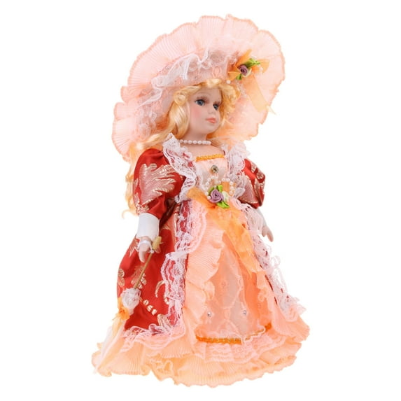 Bottone 12inch Victorian Porcelain Female Doll for Room Ornaments Great for Kids Collectable Decorative Ceramic Doll