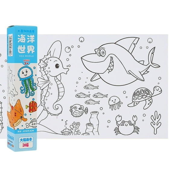 Bottone Creative Coloring Paper Roll DIY for Kids Coloring Paper Roll Ocean Theme Painting Paper for Kids Girls Boys