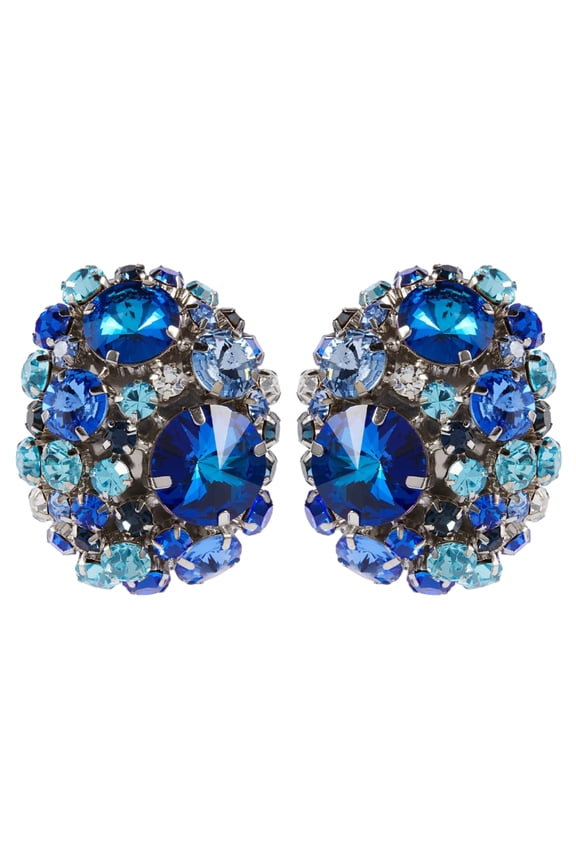 Elegant Round Crystal Ear Clips Colorful Rhinestone Earrings Stylish Pierced Ear Rings for Women Christmas