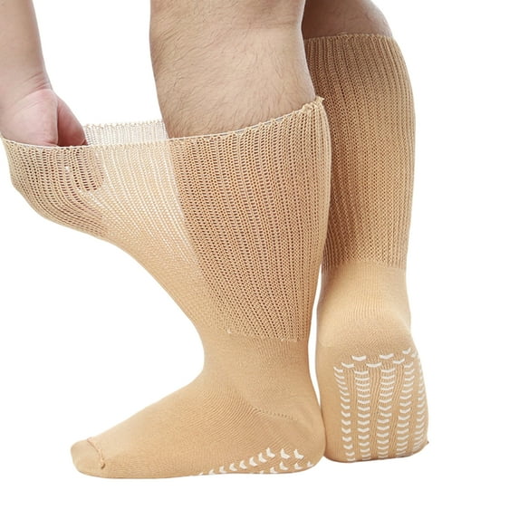 Bottone Extra Width Socks for 1Pair Bariatric Hospital Socks,Anti Slip Lymphedema Diabetic Socks for Women Men