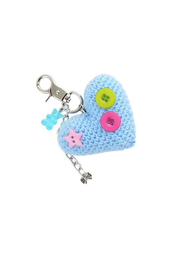 Fashion Crocheted Heart Key Chain Pendant Cute Handmade Wool Woven Love Bowknot Charm Keychain Women G1ft Bag Keyring