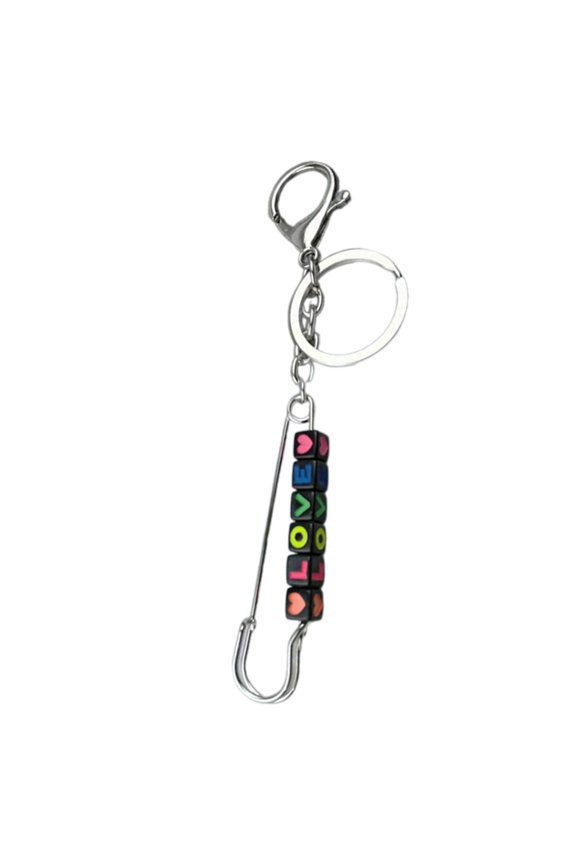 Fashion Custom Letter Keychain Unique Acrylic Key Accessory Bag Pendant Pin Shape Key Holder Punk Style Keyrings for Key