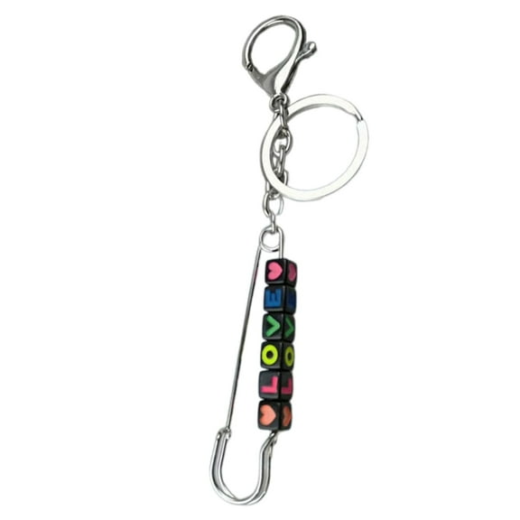 Bottone Fashion Custom Letter Keychain Unique Acrylic Key Accessory Bag Pendant Pin Shape Key Holder Punk Style Keyrings for Key