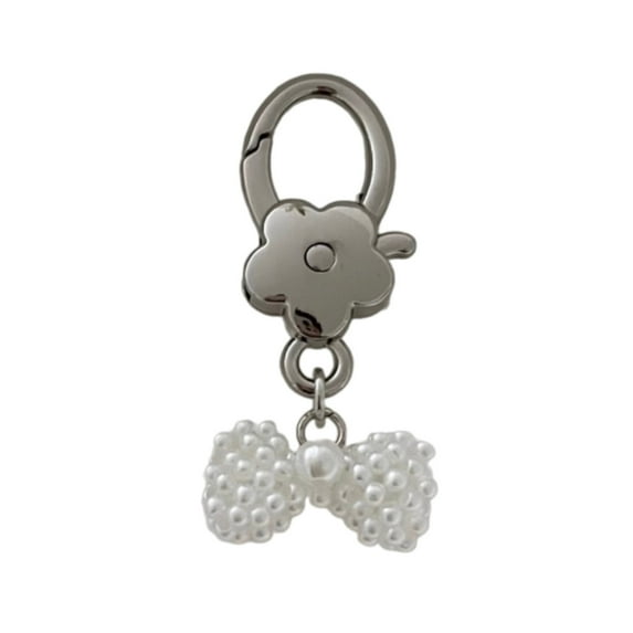 Bottone Fashion Pearl Bowknot Flower Keychain Pendant Fashion Hang1ng Ornament Pendant Keyring Backpack Decoration Charm Jewelry
