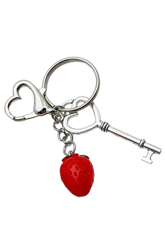 Handmade Strawberry/Heart Keychain Charm Cute Strawberry/Heart Pendant Keychain Accessory for Women Girls Bag Backpack