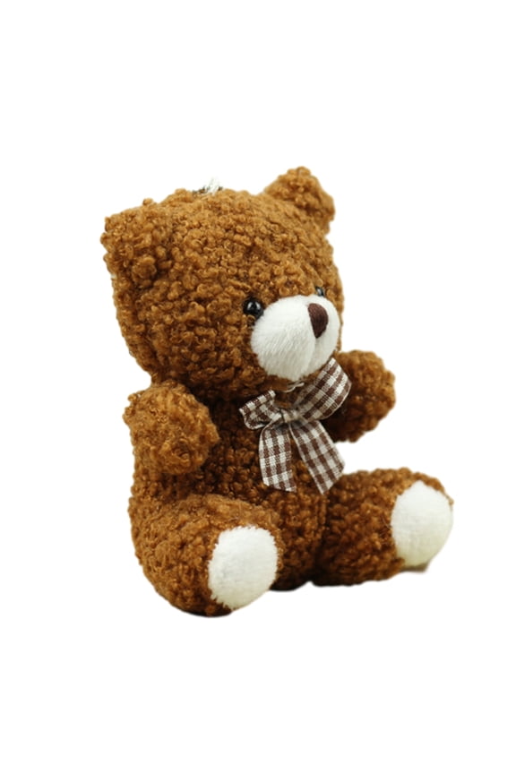 Lovely Fluff Stuffed Keychain Handmade Bowknot Plush Bear Keyring Soft Cartoon An1ma1 Pendant Versatile Bag Accessory