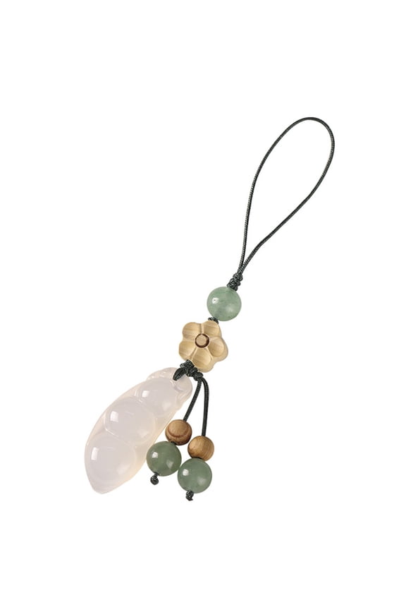 Natural Stone Chalcedony Good Luck Bean Keychain Pendant Ornament Perfect For Everyday Use And Festive G1ft Giving