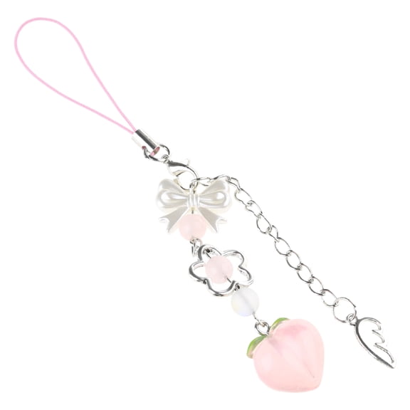 Bottone Peach Phone Decoration Stylish Bowknot Flower Beaded Keychain Pendant Pers0na11zed Keyring Handmade G1ft for Women