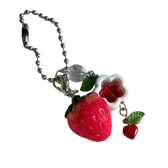 Bottone Portable Phone Decorations Keychain Portable Handmade Strawberry Phone Pendant Keyring for Fashion Individuals