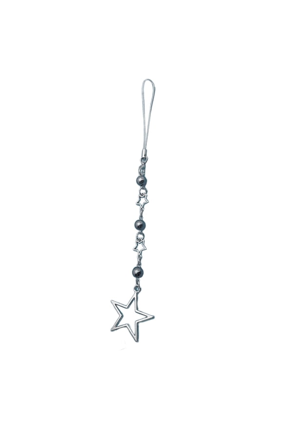 Simple Hollow Star Bead Charm Pendant Chain Phone Strap Pocket Keychain Strap Hang1ng Decoration for Key Bag Purse