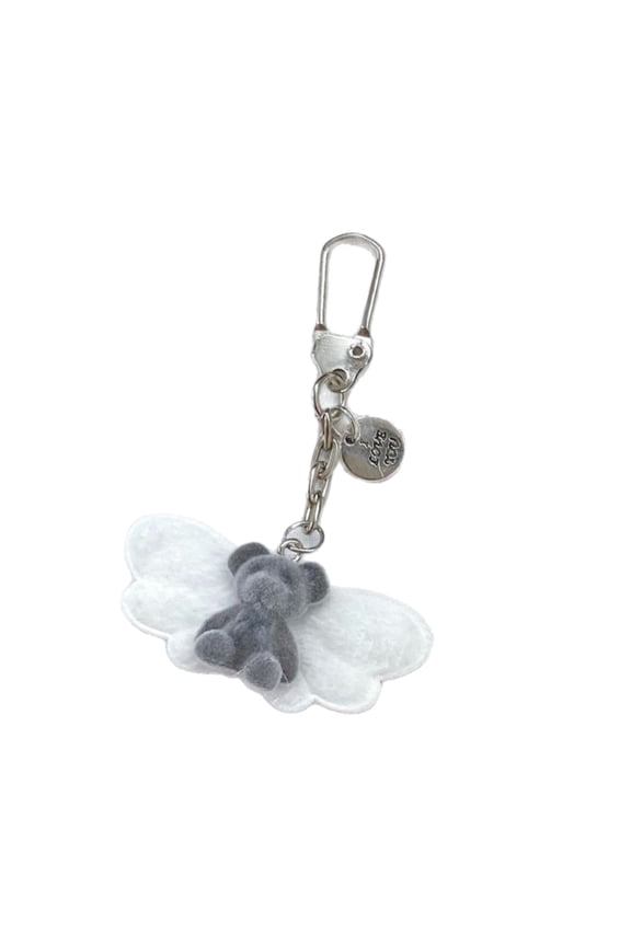 Small Flocking Sturdy Alloy Bear Phone Charm Keyring with Elegant Designs Colorful and Practical Key Holder Accessory