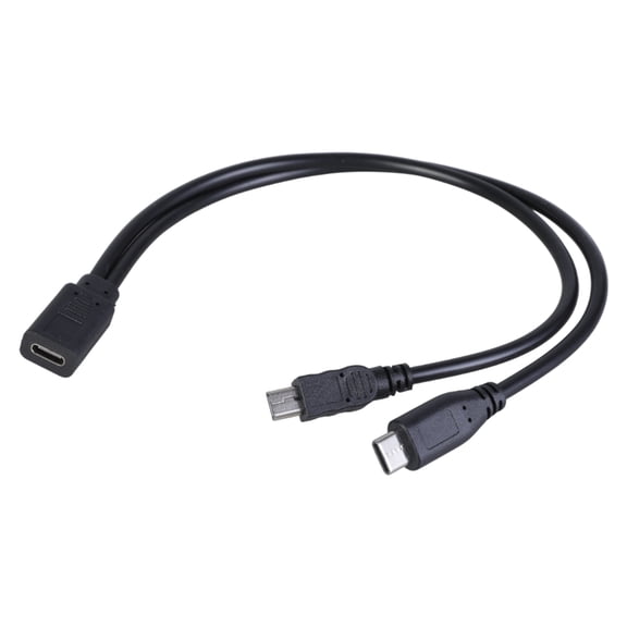 Bottone USB C Female to Mini USB+Type C Male Splitter Converter Adapter Extension Connector Cable Charging Cable for Phone