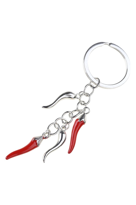 Unique Chili Pepper Keychain Chili Horn Keyring Pendant Eye Catching Bag Charm Long Lasting Alloy Key Chain Accessory