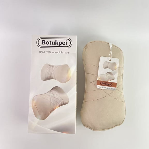 Botukpei Head-rests for vehicle seats,Car Headrest Pillow for Driving - Luxury Leather 100% Memory Foam, Ergonomic Neck Support - Universal Fit Head Rest Travel Pillow for Most Cars, Home & Office