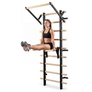 BouPower 10-Rung Swedish Ladder Wall Gym Adult, Wall-Mounted Stall Bars with Pull Up Bar and Dip Bars, 440 lbs Capacity, Home Gymnastics Equipment